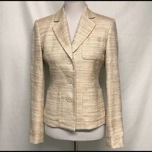 MICHAEL KORS woven blazer, size 4, cream/gold